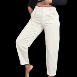 Native Daughters Jeans Beige High Rise Barrel Leg Waist Khaki Tapered Size Small